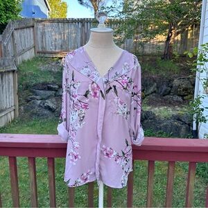 Mauve Pink Floral Blouse M